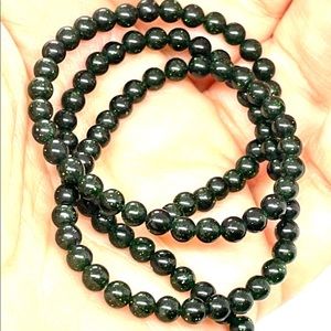 Strand of 4mm Green Goldstone Beads